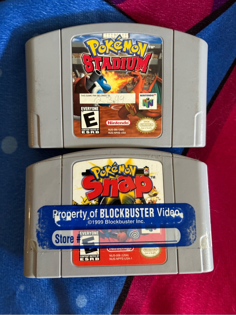 Nintendo Gray Pokémon Stadium & Pokémon Snap N64 Cartridges